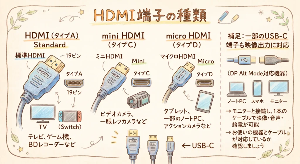 HDMI端子の種類