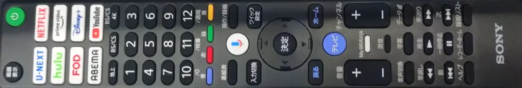 alt="ソニーテレビリモコン”