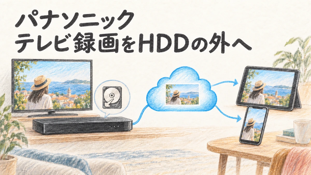 | テレビ録画をディーガ本体からクラウドへ保存し、スマートフォンやタブレットで見るイメージ